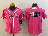 Women's Indianapolis Colts Team Big Logo Pink With Patch Cool Base Stitched Baseball Jersey,baseball caps,new era cap wholesale,wholesale hats
